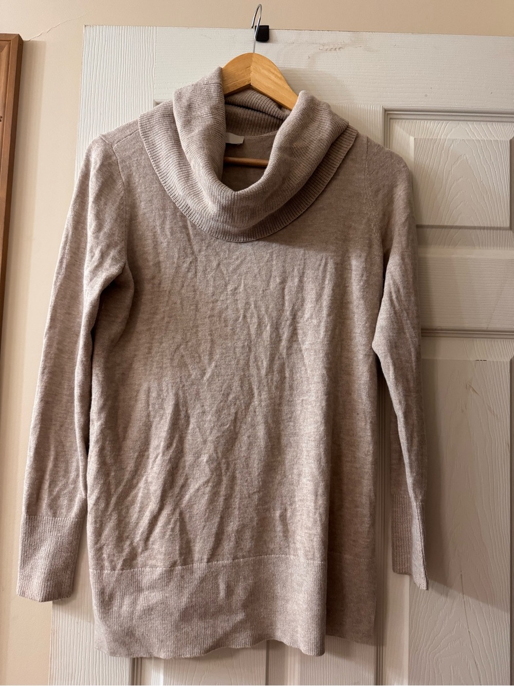 LOFT Beige Cowl Neck Tunic Sweater